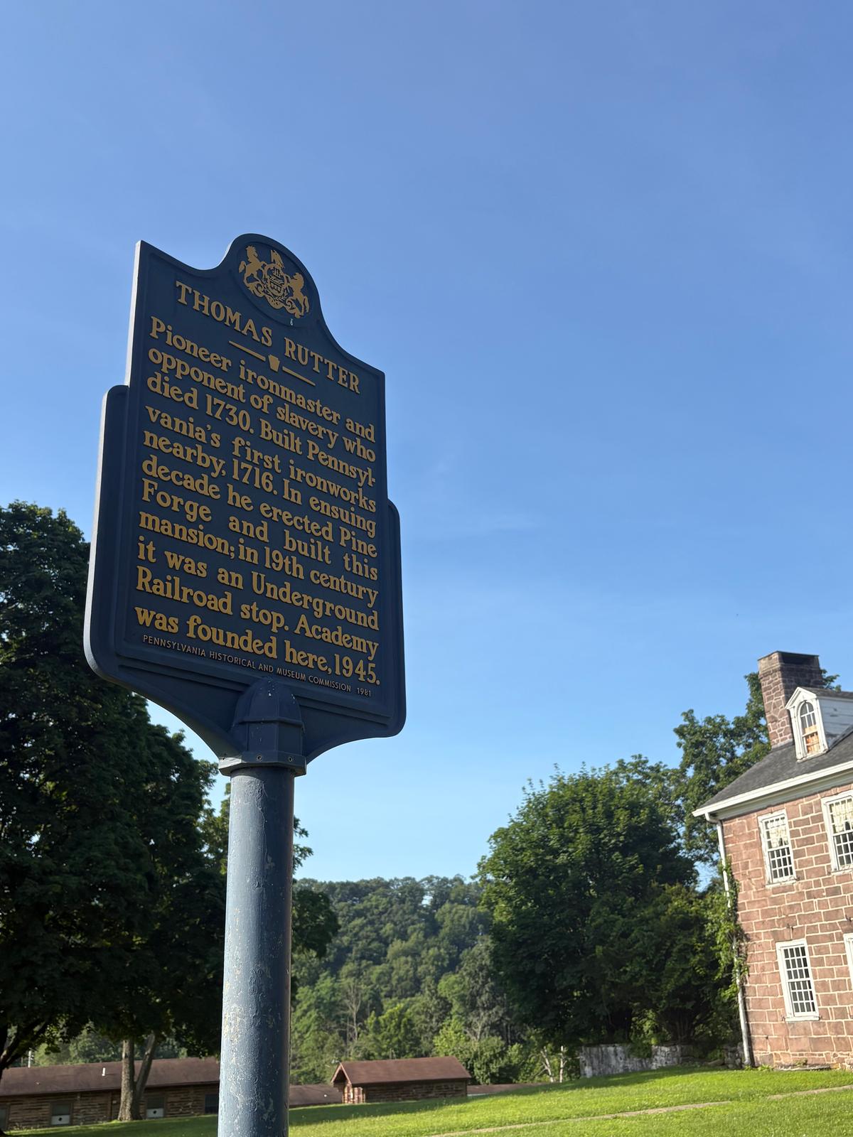 A sign telling the history of Rutter's home and land. (Deena Bouknight)