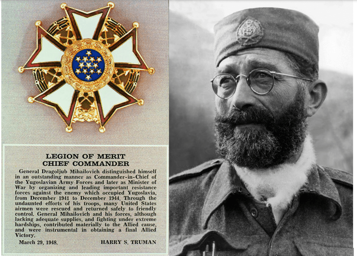 President Truman awarded Mihailovich posthumously with the U.S. Legion of Merit. (Public Domain)
