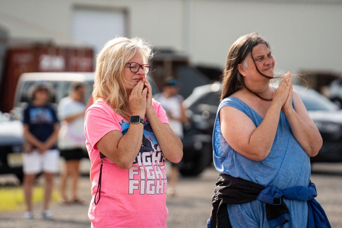 Supporters celebrate the “Butler Miracle Anniversary” to mark President Donald Trump’s survival of an assassination attempt the year before, in Butler County, Pa., on July 13, 2025. (Samira Bouaou/The Epoch Times)