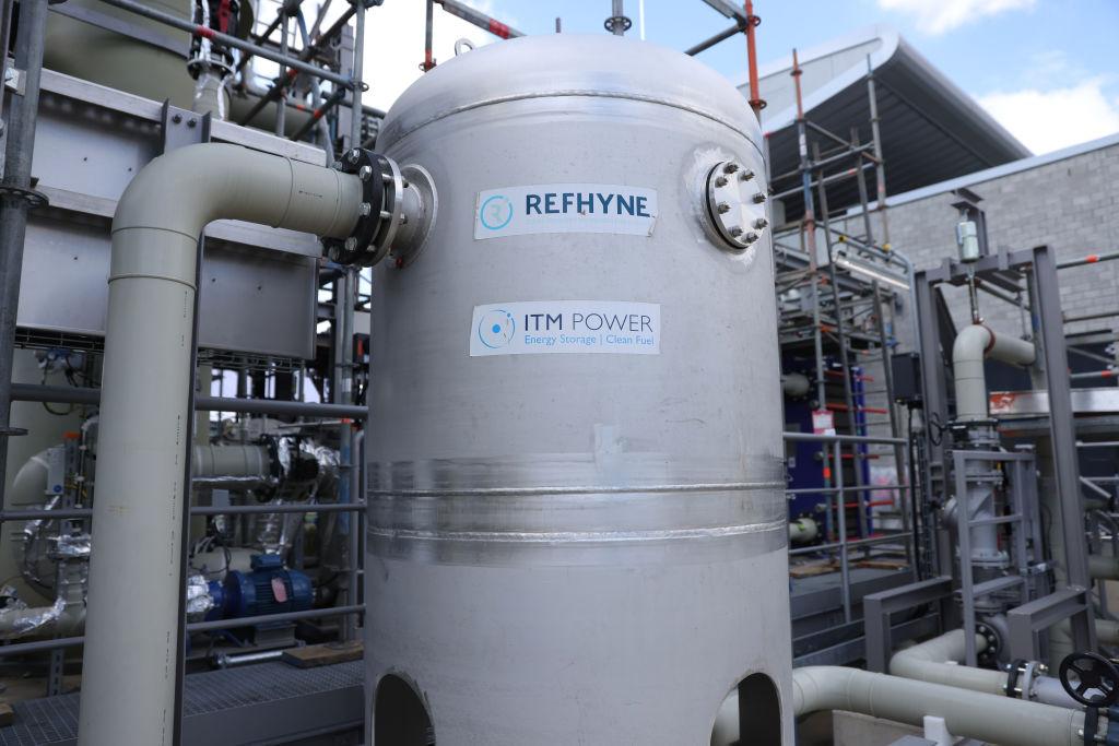 A general view of a green-tech hydrogen production plant in Wesseling, Germany, on July 02, 2021. (Andreas Rentz/Getty Images)