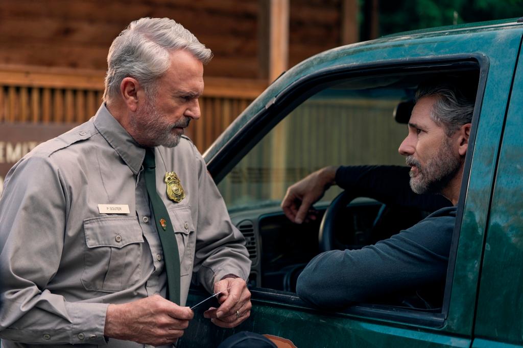 Paul Souter (Sam Neill, L) and Kyle Turner (Eric Bana), in "Untamed." (Ricardo Hubbs/Netflix)