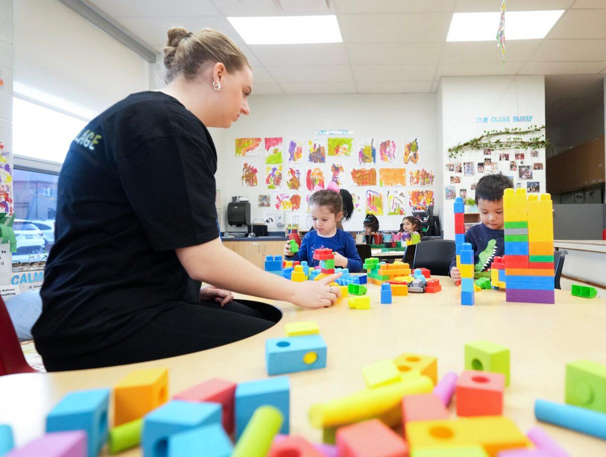 Children play at the Blessed Chiara Badano Child Care Centre in Stouffville, Ont., on May 2, 2025. (The Canadian Press/Nathan Denette)