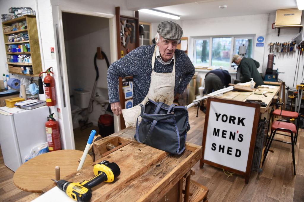 A man from the York Men's Shed attending their weekly meeting, in York, England, on Dec. 14, 2021. (Nathan Stirk/Getty Images)