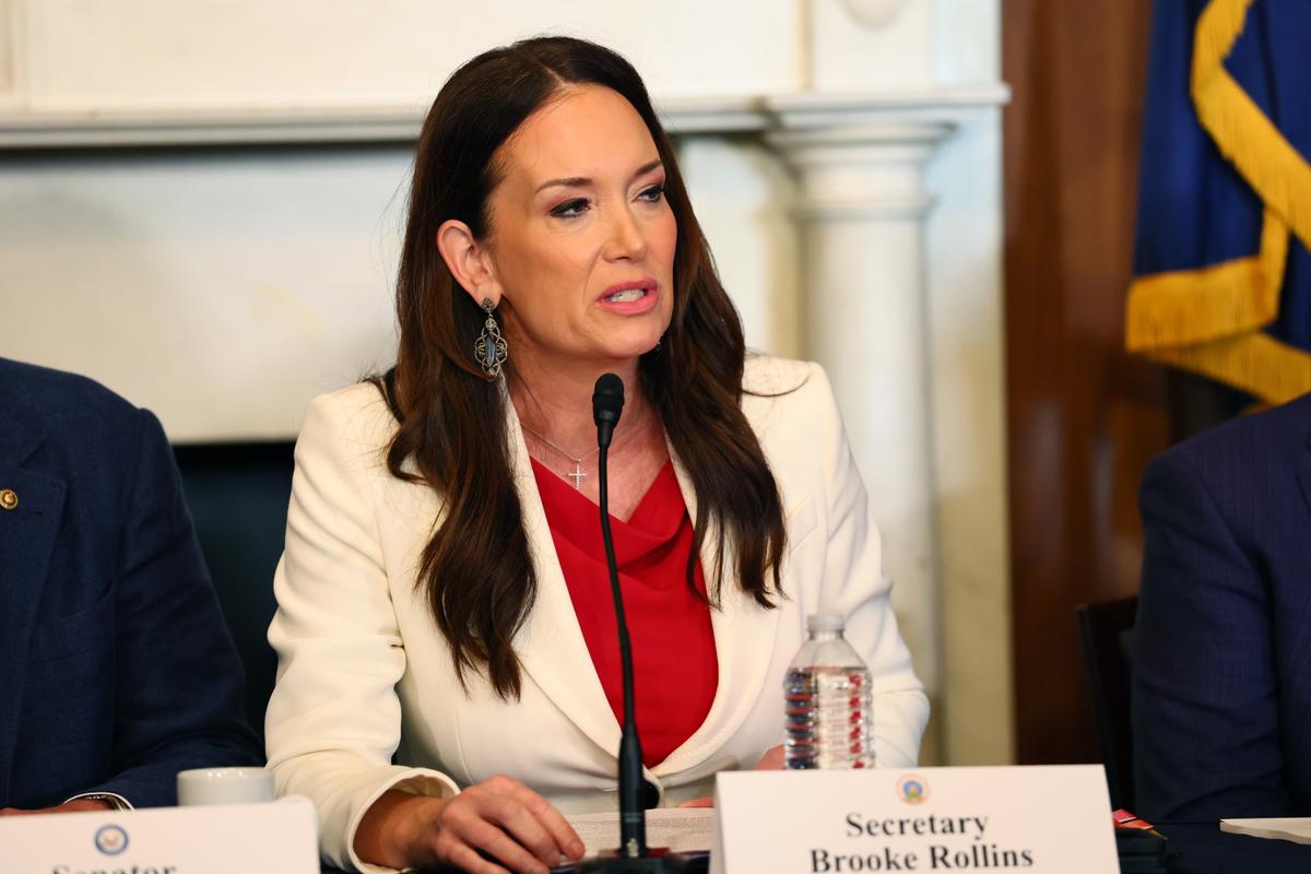 U.S. Secretary of Agriculture Brooke L. Rollins speaks during a roundtable discussion on soil health in the Mike Mansfield Room at the U.S. Capitol in Washington D.C. on July 15, 2025. (Michael M. Santiago/Getty Images)