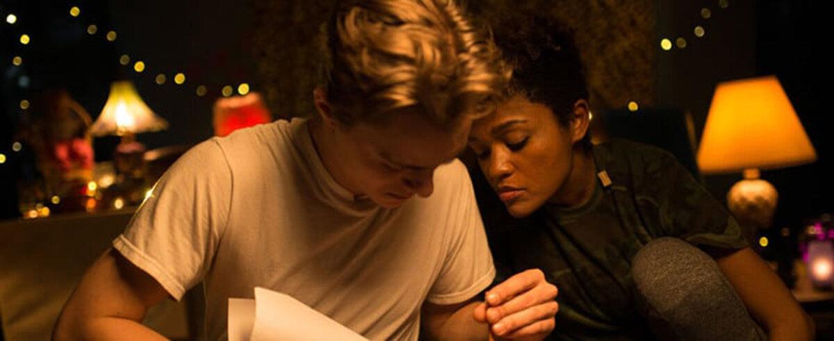 Vic (Chris Galust) and Tracy (Lauren 'Lolo' Spencer), in “Give Me Liberty.” (GJW+)