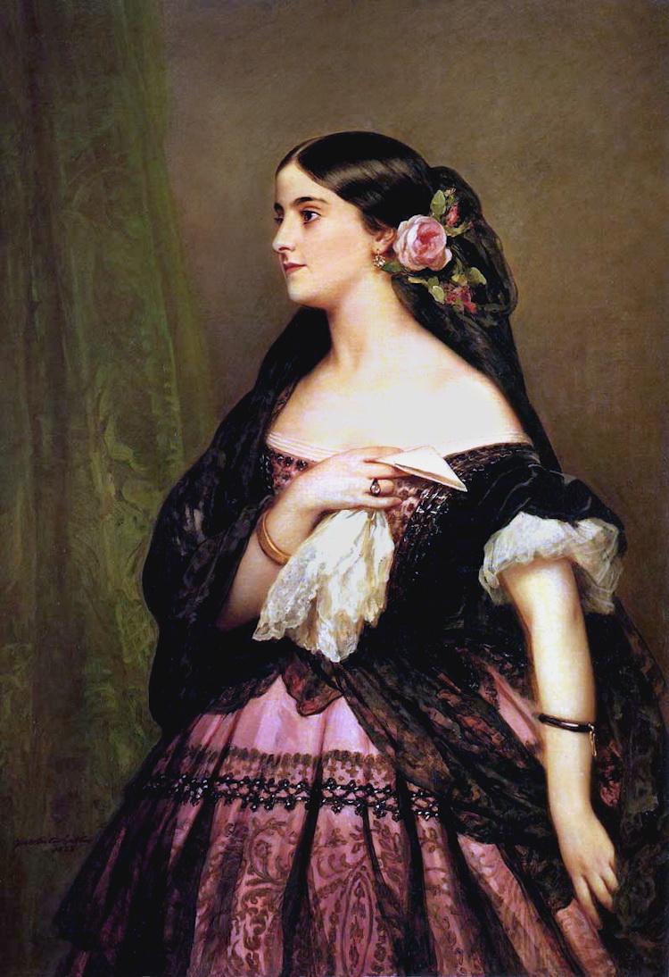 A portrait of Adelina Patti by Franz Winterhalter, in 1862. (Public Domain)