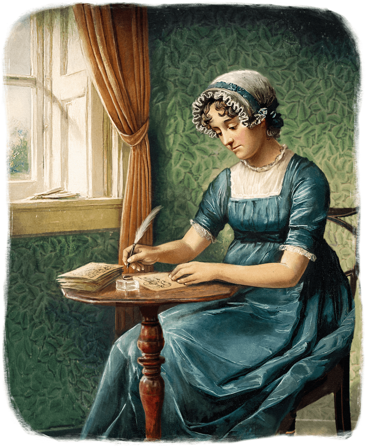 Austen wrote at a modest desk near the light of a window, often amidst the quiet hum of household activity. (Biba Kayewich)