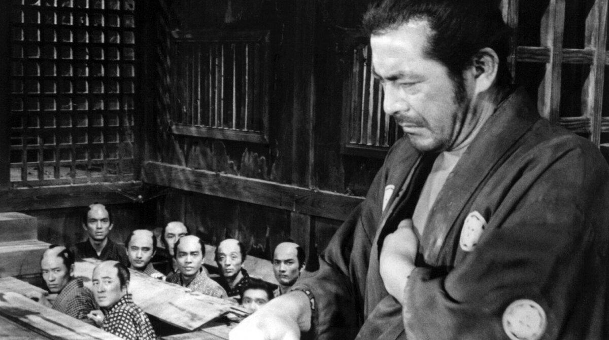 Sanjuro (Toshiro Mifune) hides a group of samurai, in “Sanjuro.” (Toho)