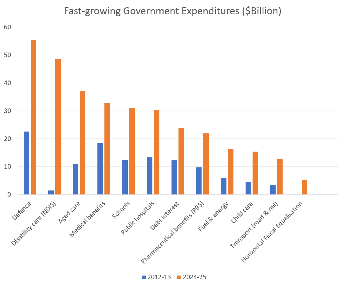 A list of fast-growing government expenditures. (Source: CIS)