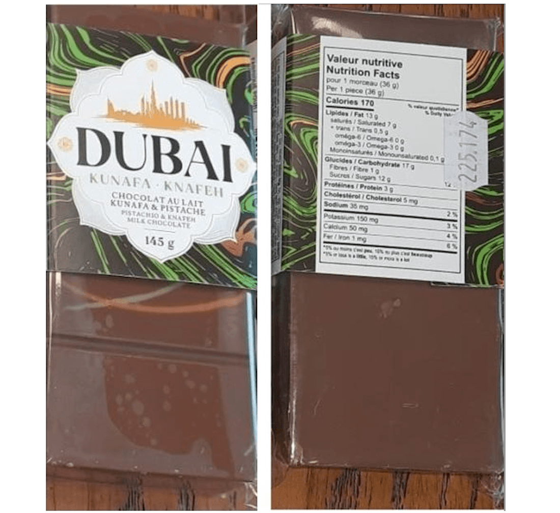 Canadian Recall Issued for Dubai-Based Chocolate Due to Salmonella Risk