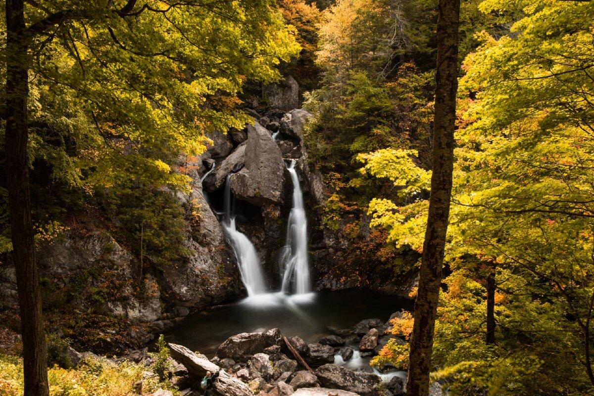 One of the many walkways around Bash Bish Falls in Massachusetts leads to a peak with a view of Taconic State Park. (Yggdrasill33/Dreamstime)
