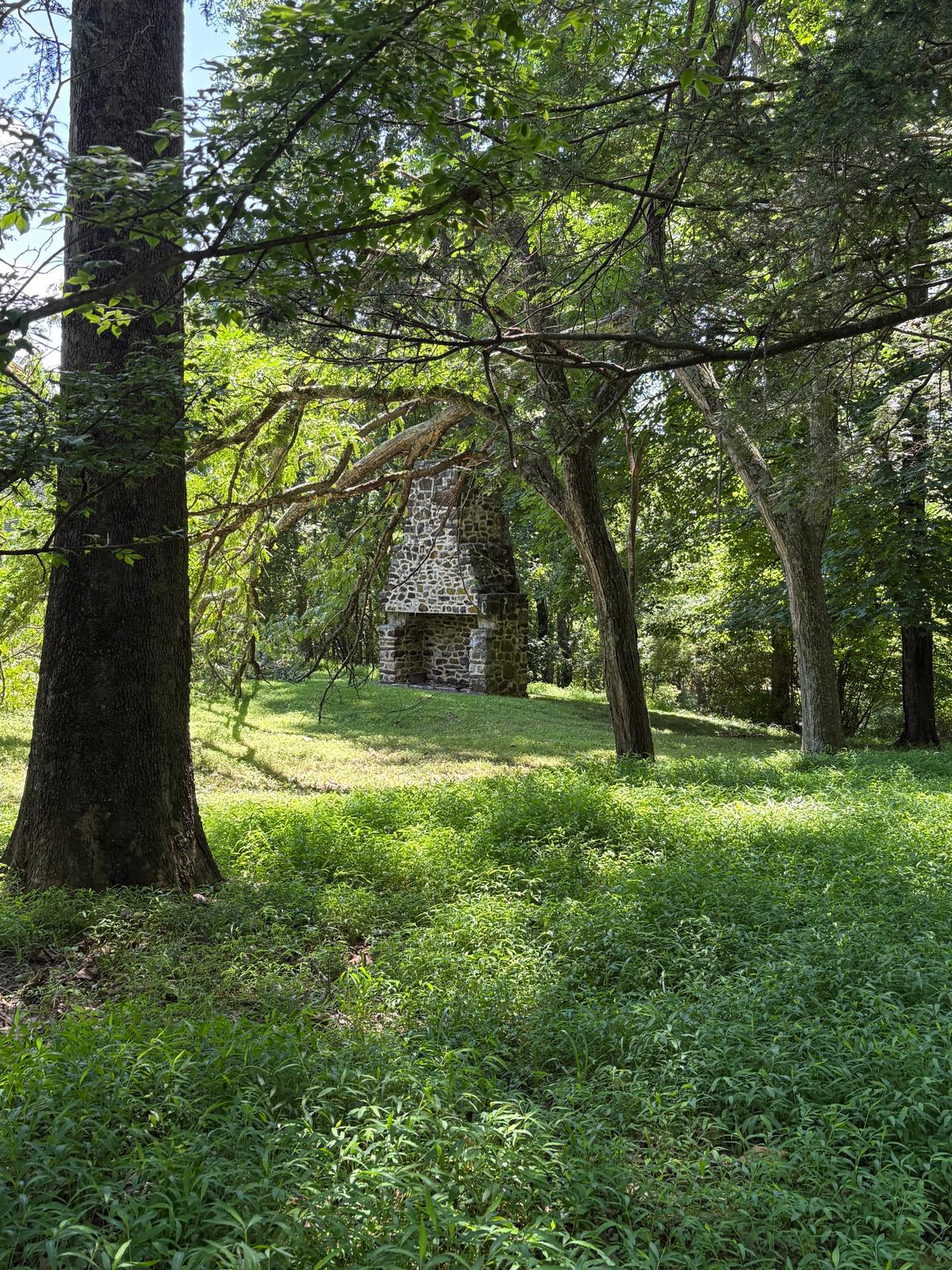 While the cabin has long since fallen down, the chimney of George Boone III's cabin still stands. (Deena Bouknight)