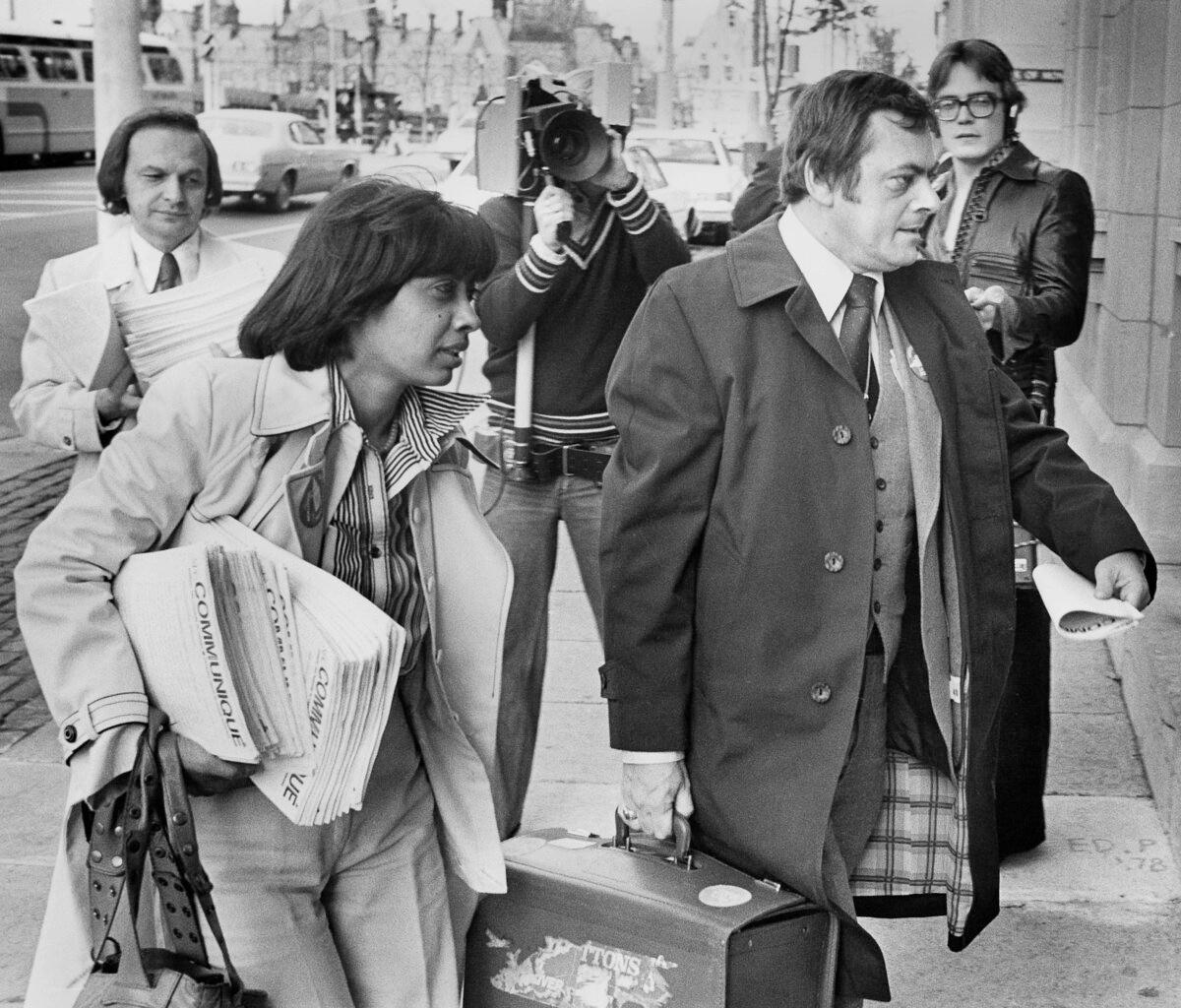 Jean-Claude Parrot, national president of the Canadian Union of Postal Workes, heads to a news conference in Ottawa on Oct. 17, 1978. (The Canadian Press/Chuck Mitchell)