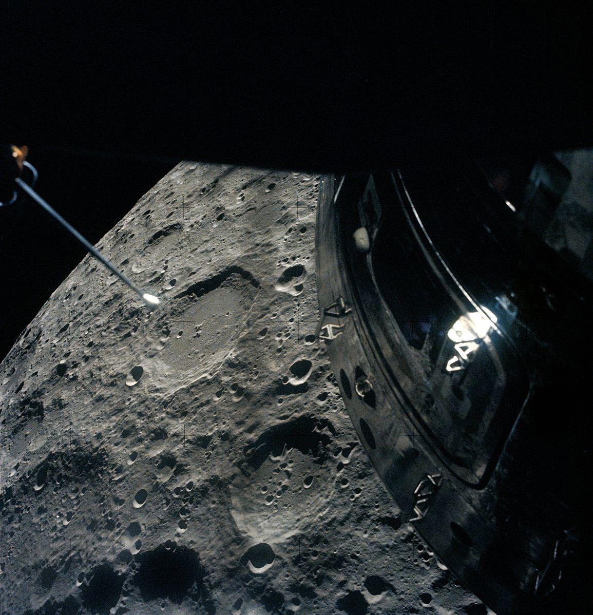 The astronauts' view of the Moon's surface from the "life boat." (Public Domain)