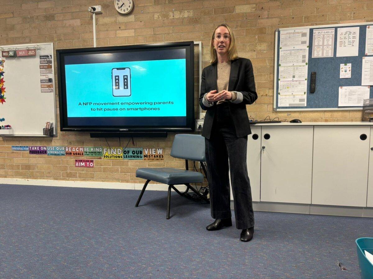 Amy Friedlander gives a presentation on Wait Mate. (Courtesy of Amy Friedlander)
