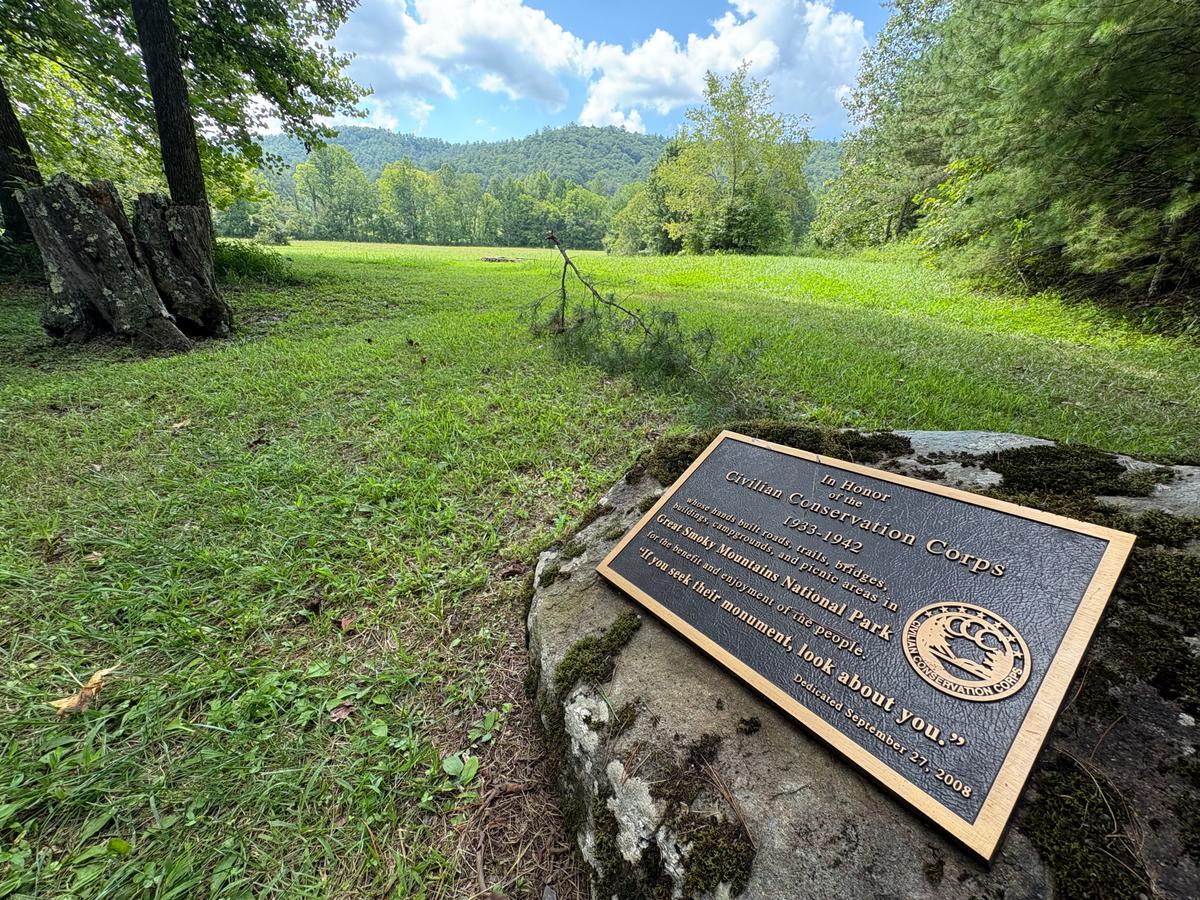 A commemorative plaque honors the men who constructed the many amenities in Smoky Mountains National Park. (Deena Bouknight)