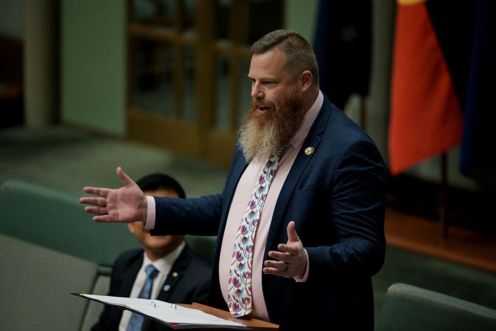 Labor MP Dan Repacholi speaks at Australian Parliament House in Canberra, Australia, on Aug. 22, 2024. (Tracey Nearmy/Getty Images)