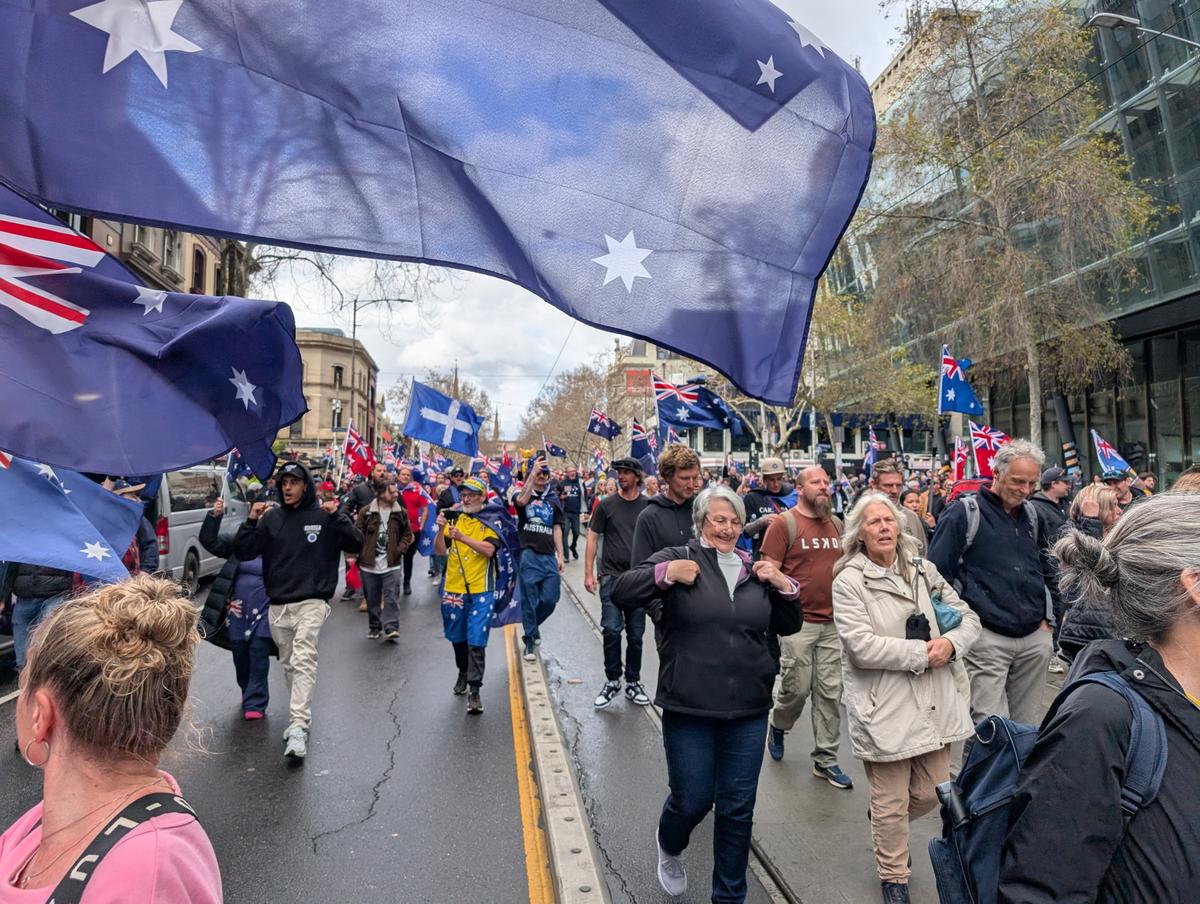 Thousands attended the March for Australia rally in Melbourne, Australia, on Aug. 31, 2025. (Josh Spasaro/The Epoch Times)