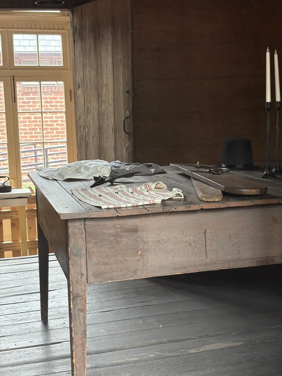 The restored tailor shop in Greeneville, Tenn., takes visitors back to the 19th century. (Deena Bouknight)