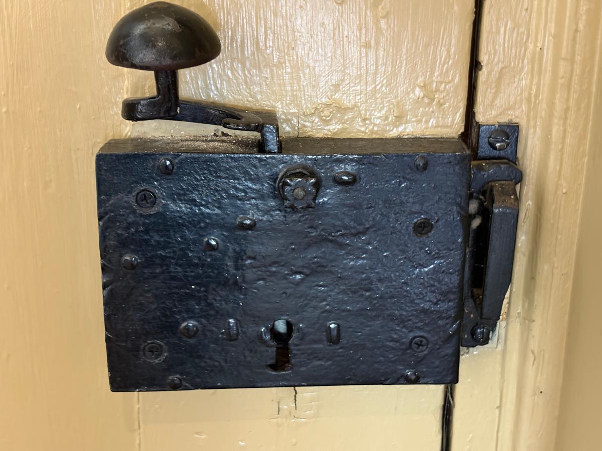 The hardware in Andrew Johnson's first Greeneville, Tenn. house is simple and rustic. (Deena Bouknight)