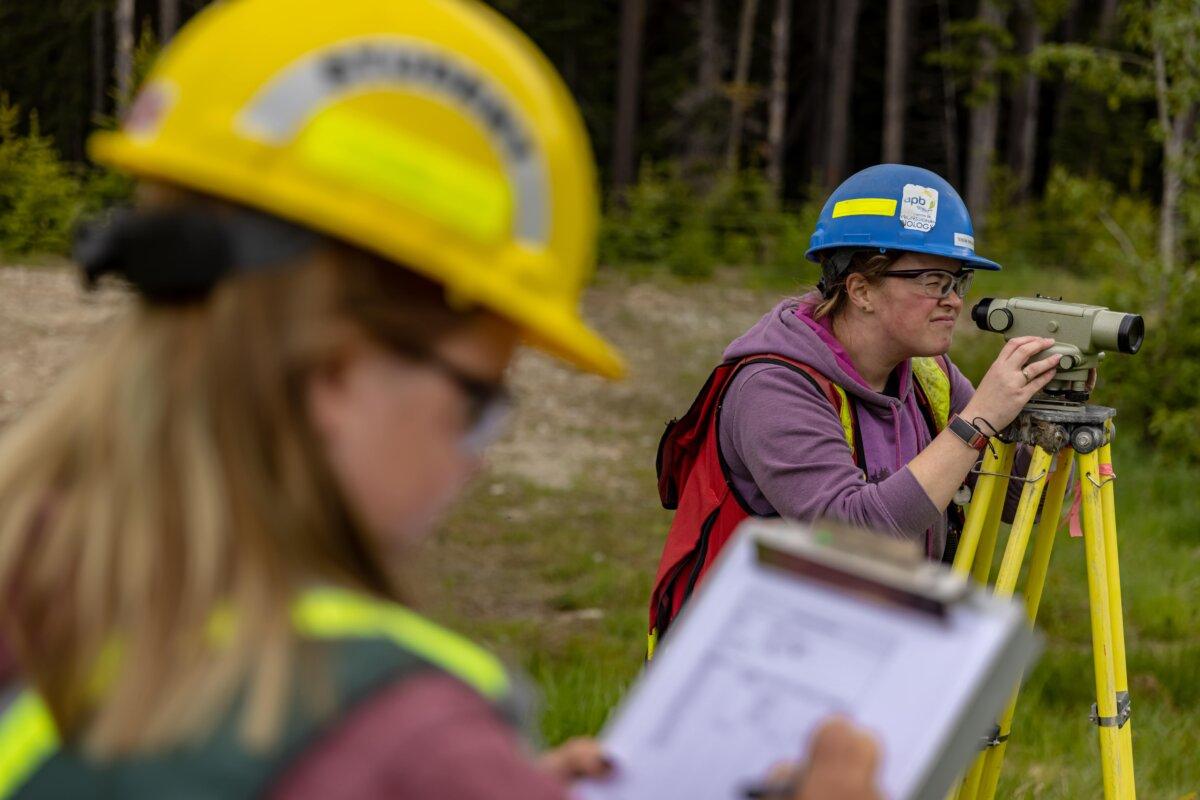 Surveyors with Taseko Mines work on the property of the proposed site of a copper mine near Clearwater, B.C. (Taseko Mines)
