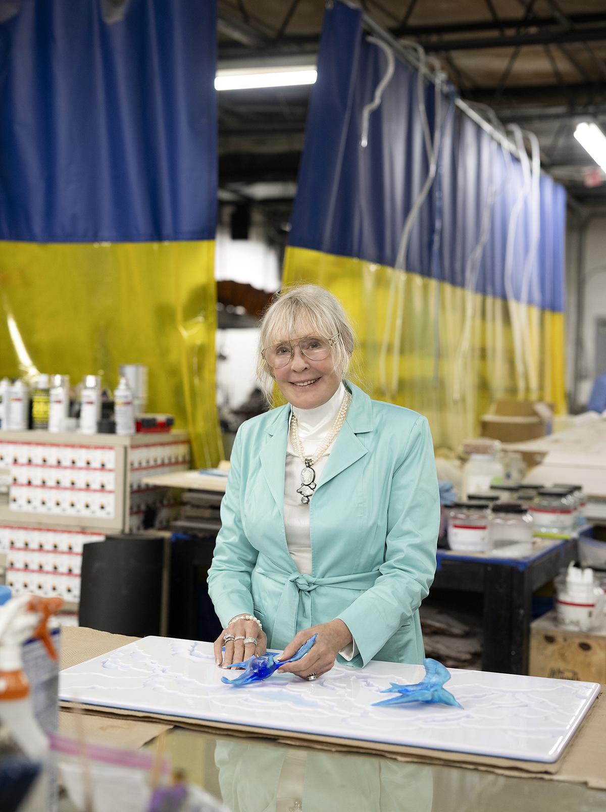 Trish Duggan at TD Glass, her design and fabrication studio in St. Petersburg’s Arts District. (Adhiraj Chakrabarti)