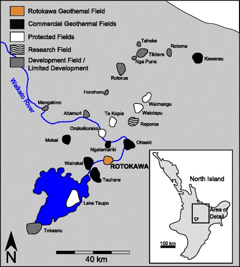 The area being investigated for possible supercritical geothermal energy generation. From Paul Siratovich et al. "Physical property relationships of the Rotokawa Andesite, a significant geothermal reservoir rock in the Taupo Volcanic Zone, New Zealand." (Geothermal Energy/<a href="https://creativecommons.org/licenses/by/4.0/" target="_blank" rel="nofollow noopener">CC BY 4.0</a>)