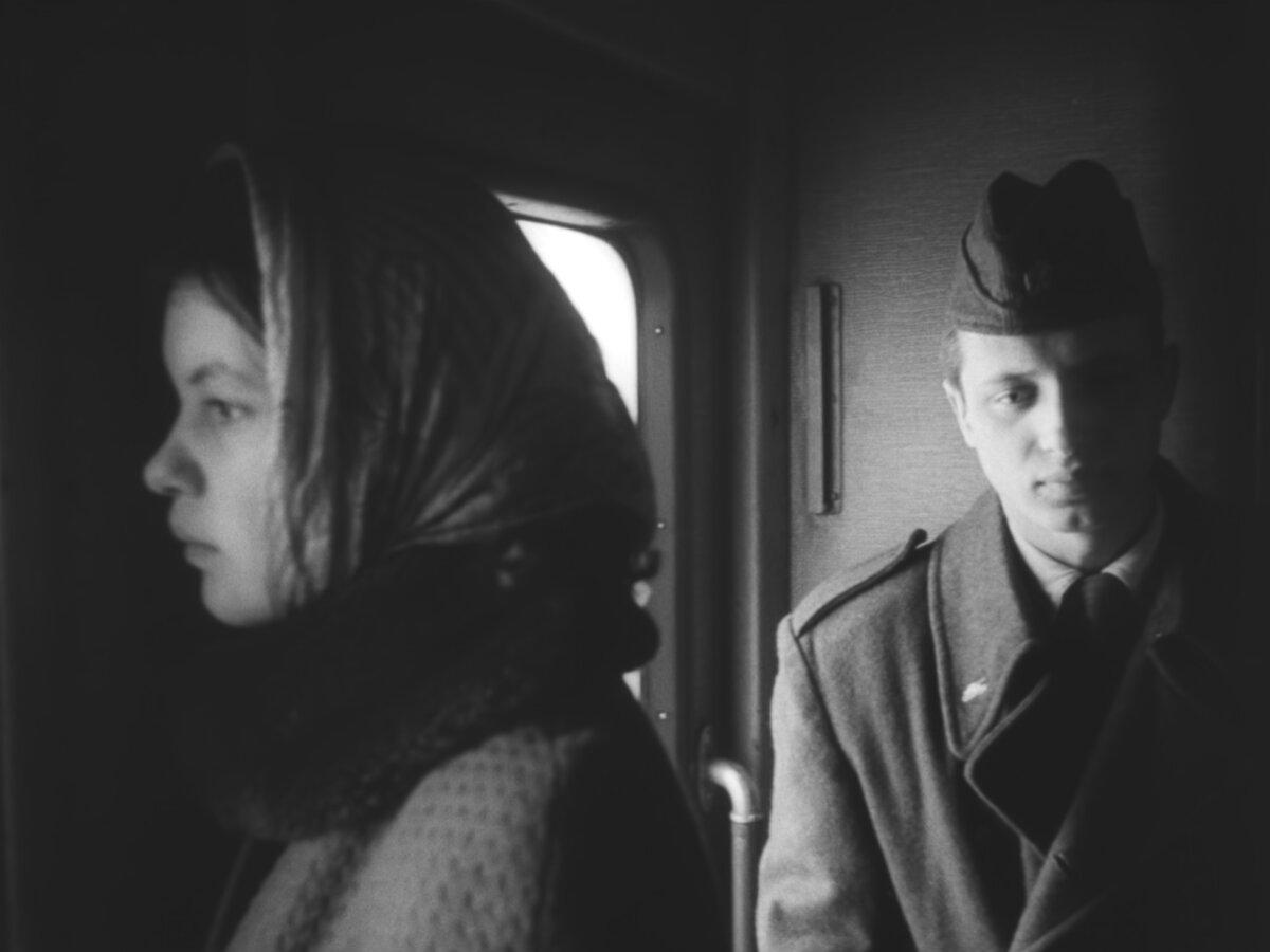 A scene inside a passenger car, in "Trains." (Bill Morrison)