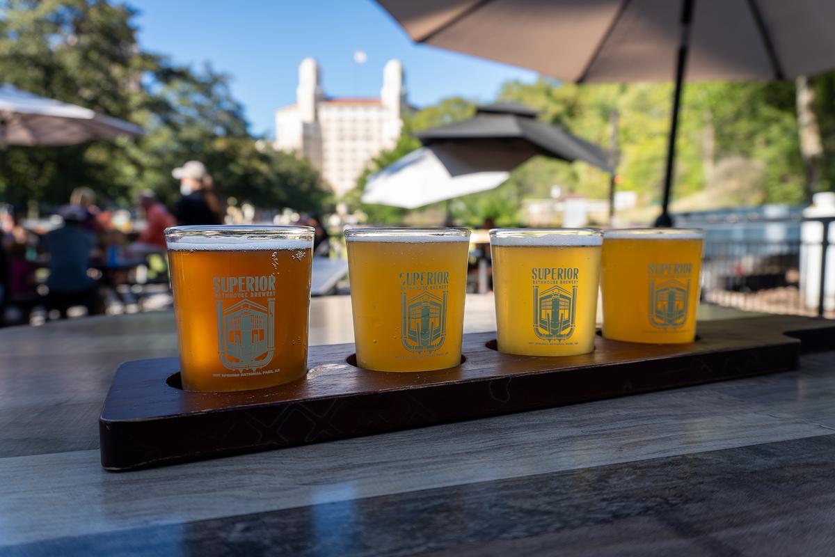 Superior Bathhouse Brewery—the only brewery in a national park—serves beer brewed with thermal spring water. (EWY Media/Shutterstock)