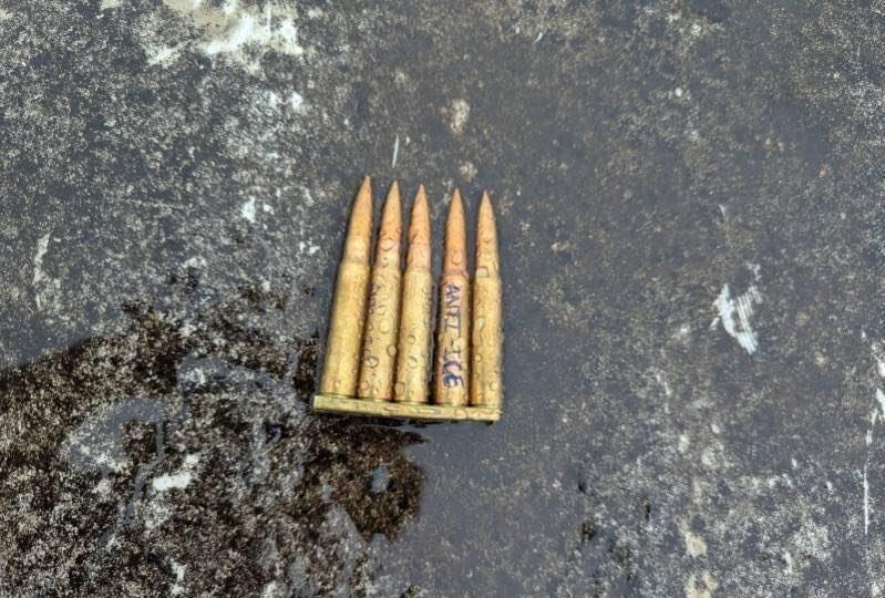 A photo of the shell casings used in the Sept. 24 attack on an Immigration and Customs Enforcement facility in Dallas. (Courtesy of FBI Director Kash Patel)