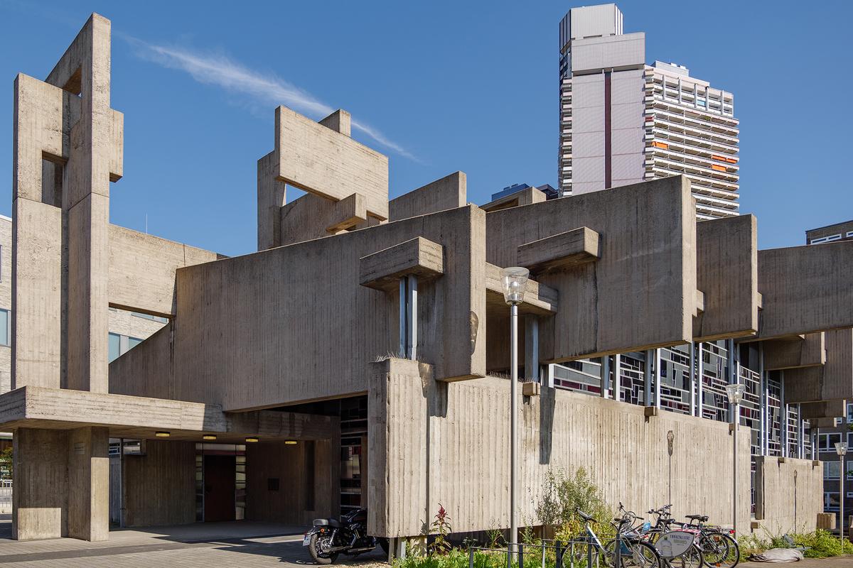 Johannes XXIII Church, in Cologne, Germany, is an example of Brutalist architecture. (Peeradontax/Shutterstock)