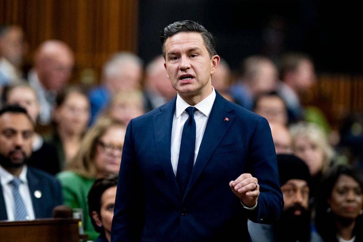 Conservative Leader Pierre Poilievre rises during question period in the House of Commons on Parliament Hill in Ottawa on Sept. 25, 2025. (The Canadian Press/Spencer Colby)