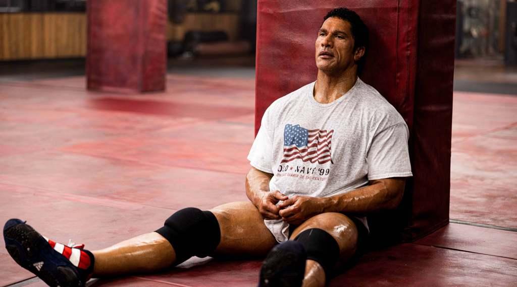 Mark Kerr (Dwayne Johnson) shows his vulnerability, in "The Smashing Machine." (Eric Zachanowich/A 24)