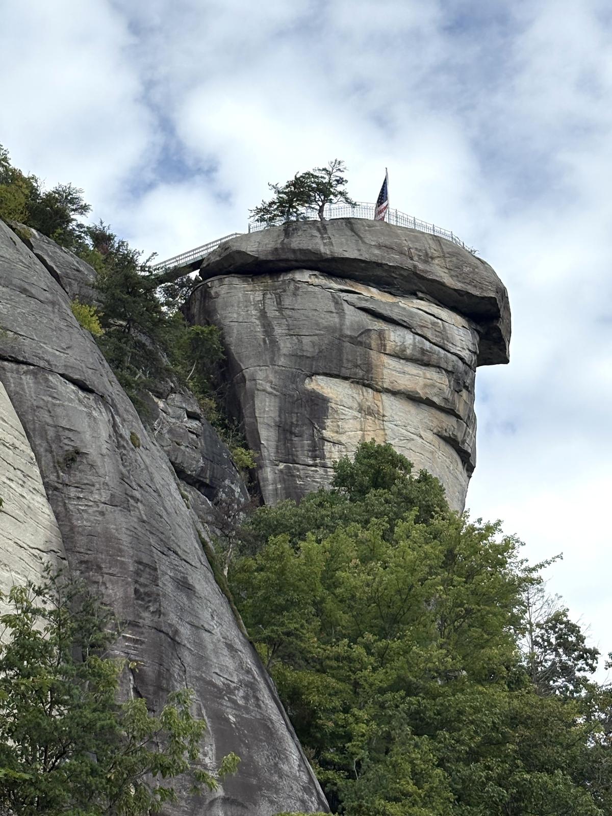 Chimney Rock still stands, an emblem of continuity after the destruction that has plagued the area. (Deena Bouknight)