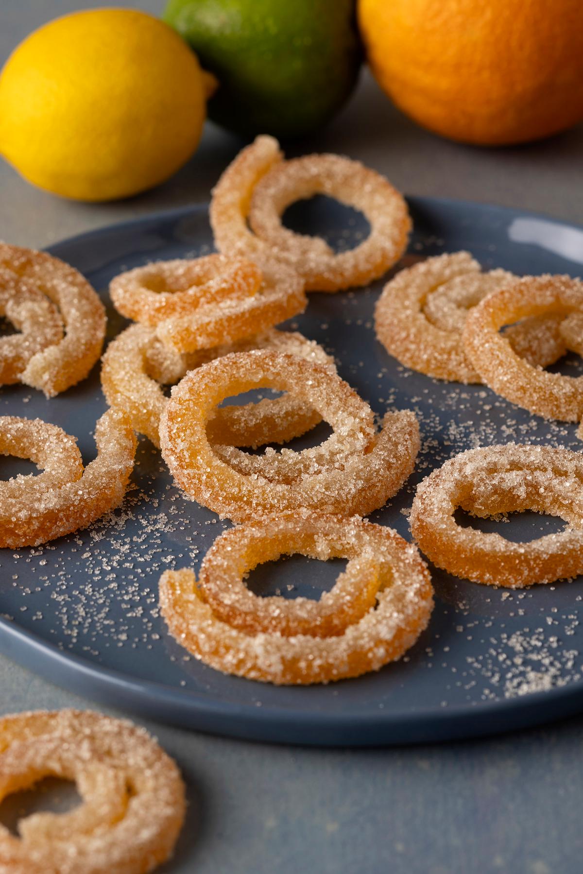 Candied citrus curls preserve the bright flavors of the fruit as a shelf-stable treat. (Kimberly Davis)