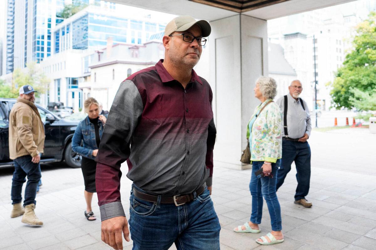 Freedom Convoy organizer Chris Barber arrives at the courthouse in Ottawa for sentencing on Oct. 7, 2025. (The Canadian Press/Justin Tang)