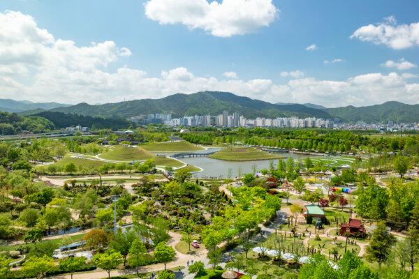 Suncheonman National Garden, Suncheon, South Korea. Established as Korea’s first national garden, the 1.12-million-square-meter green space serves as a buffer between the expanding city and the protected Suncheonman Bay wetlands, balancing ecological preservation with urban life. (Courtesy of Suncheon City)