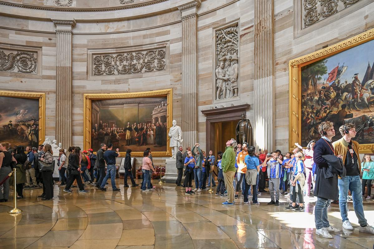 Elements of the U.S. Capitol Rotunda, such as the large central dome and oculus-inspired skylight, were designed to recall the Pantheon in Rome. (Rolf_52/Shutterstock)