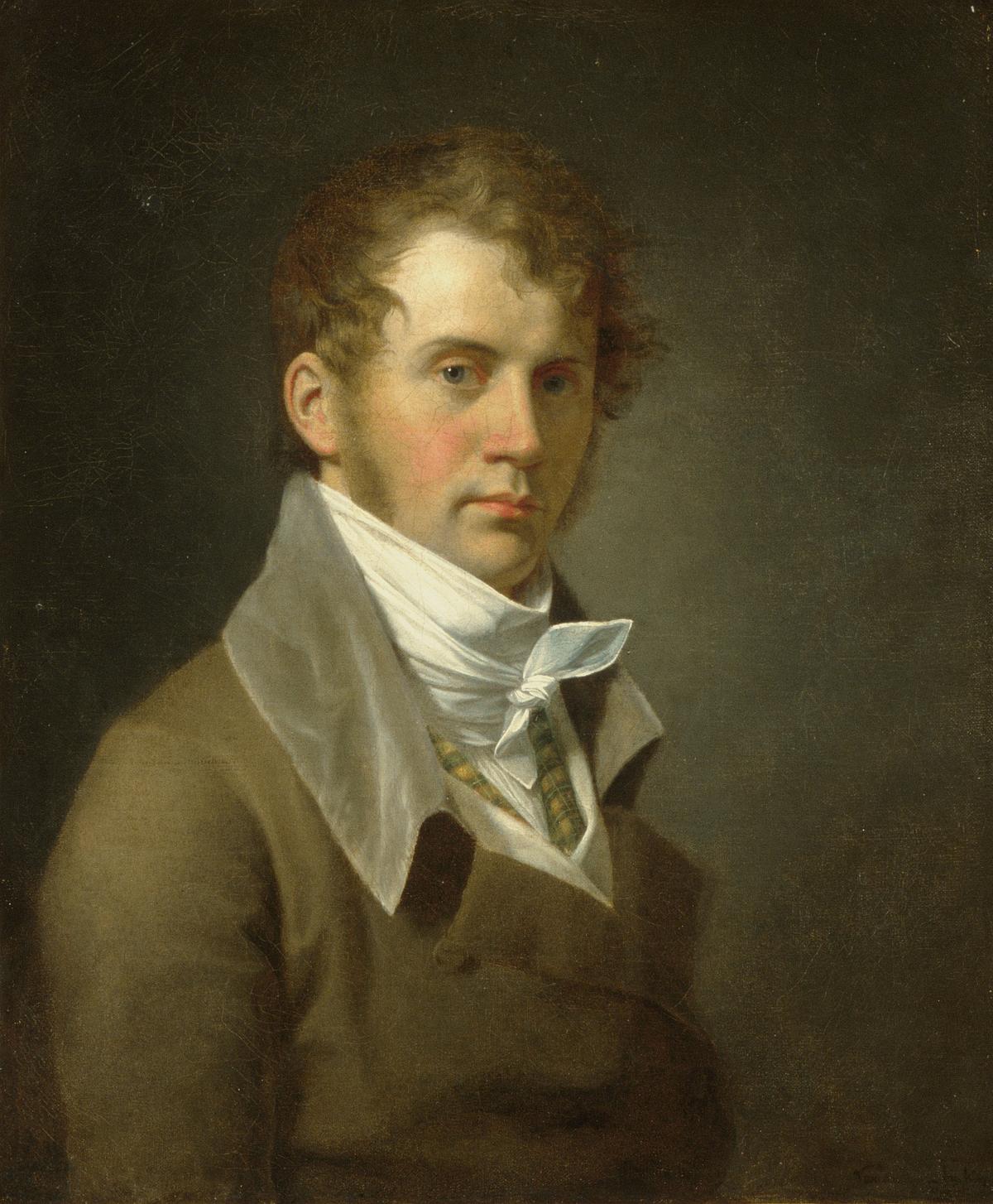 A portrait of the artist, 1800, by John Vanderlyn. Oil on canvas; 25 1/4 inches by 20 7/8 inches. The Metropolitan Museum of Art, New York City. (Public Domain)