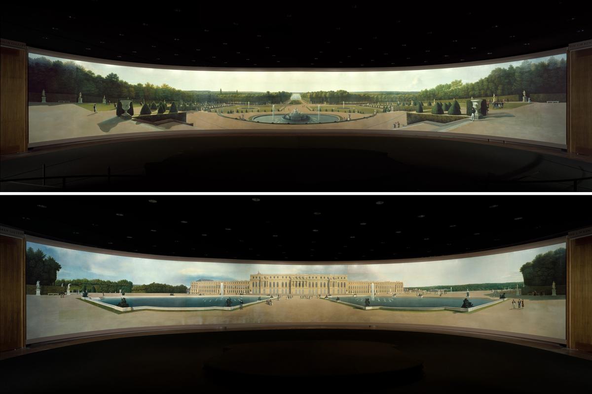 "Panoramic View of the Palace and Gardens of Versailles," 1818–1819, by John Vanderlyn. Oil on canvas; 12 feet by 165 feet. The Metropolitan Museum of Art, New York City. (Public Domain)