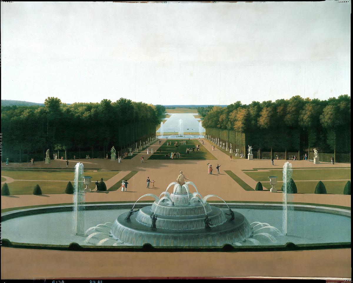 A detail of "Panoramic View of the Palace and Gardens of Versailles," 1818–1819, by John Vanderlyn. Oil on canvas; 12 feet by165 feet. The Metropolitan Museum of Art, New York City. (Public Domain)