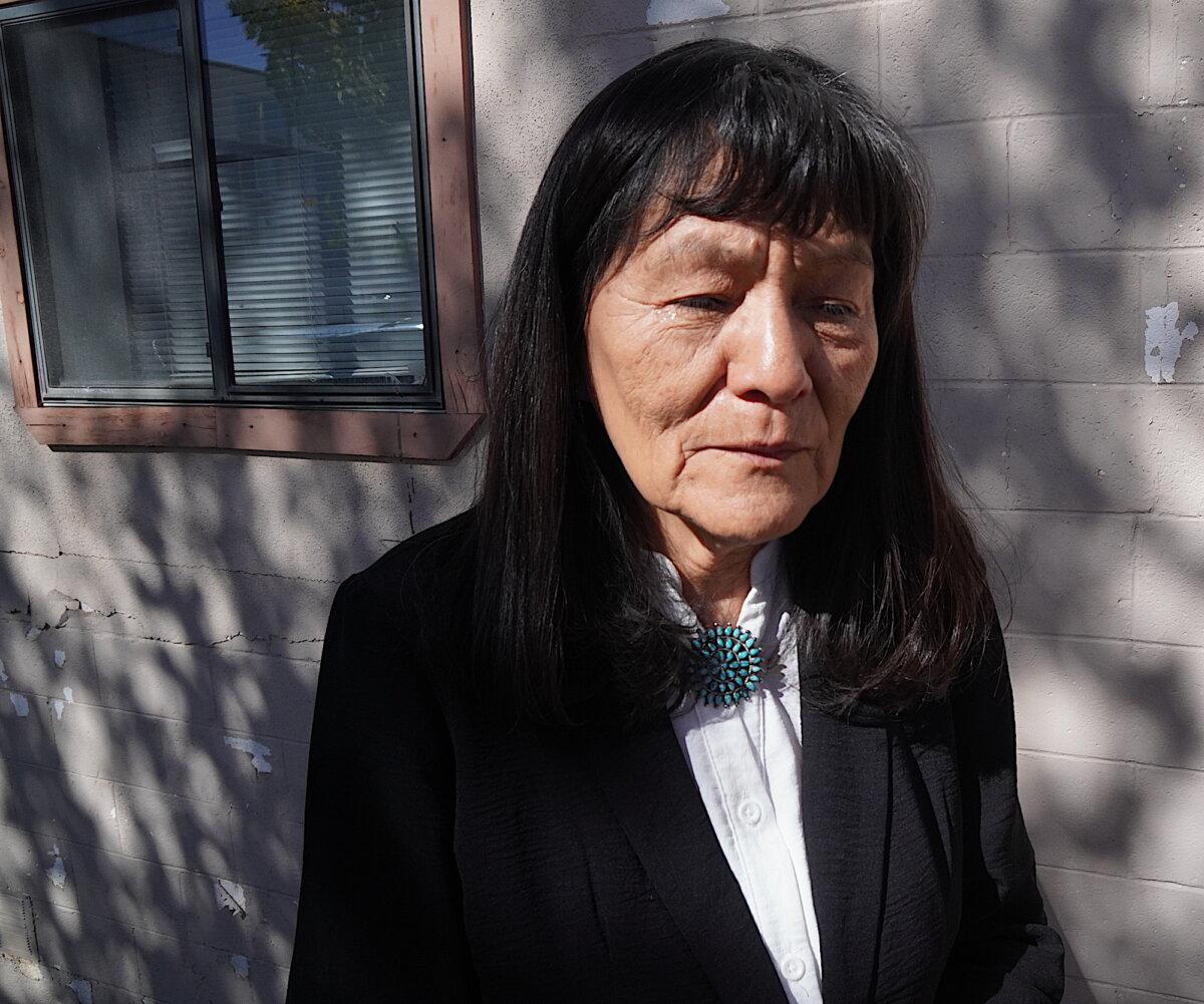 Maggie Billiman, a Navajo Nation member who lives in San Rafael, N.M., has been dealing with the grief of losing her daughter and two grandchildren in January 2025. Photo taken on Oct. 29, 2025. (Allan Stein/The Epoch Times)