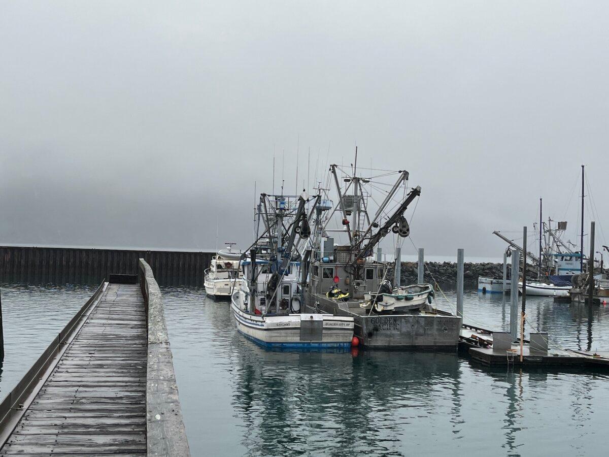 A fishing boat sits in the port of Whittier, Alaska, on Nov. 3, 2025. (Allan Stein/The Epoch Times)