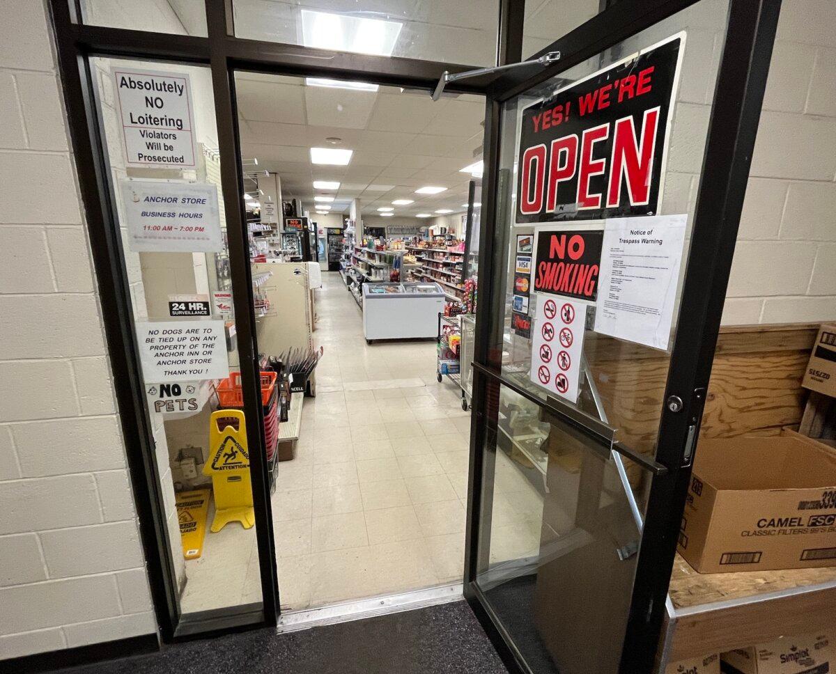 A grocery store is open for business in Whittier, Alaska, on Nov. 4, 2025. (Allan Stein/The Epoch Times)