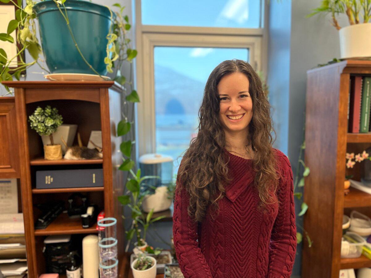 Shelby Carlson, city clerk of Whittier, Alaska, in her office on Nov. 4, 2025. (Allan Stein/The Epoch Times)