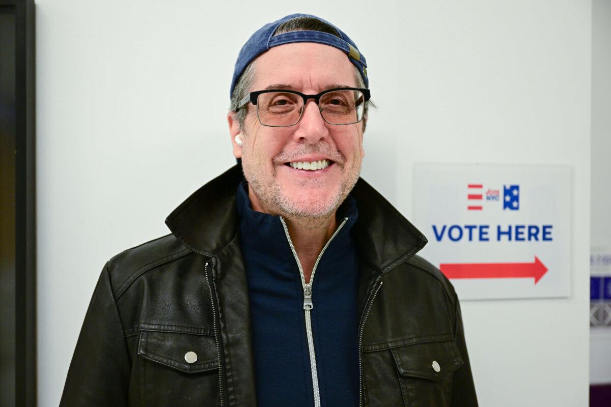 Michael San Giovani, 60, after voting in the mayoral election in New York City on Nov. 4, 2025. (Adhiraj Chakrabarti for The Epoch Times)