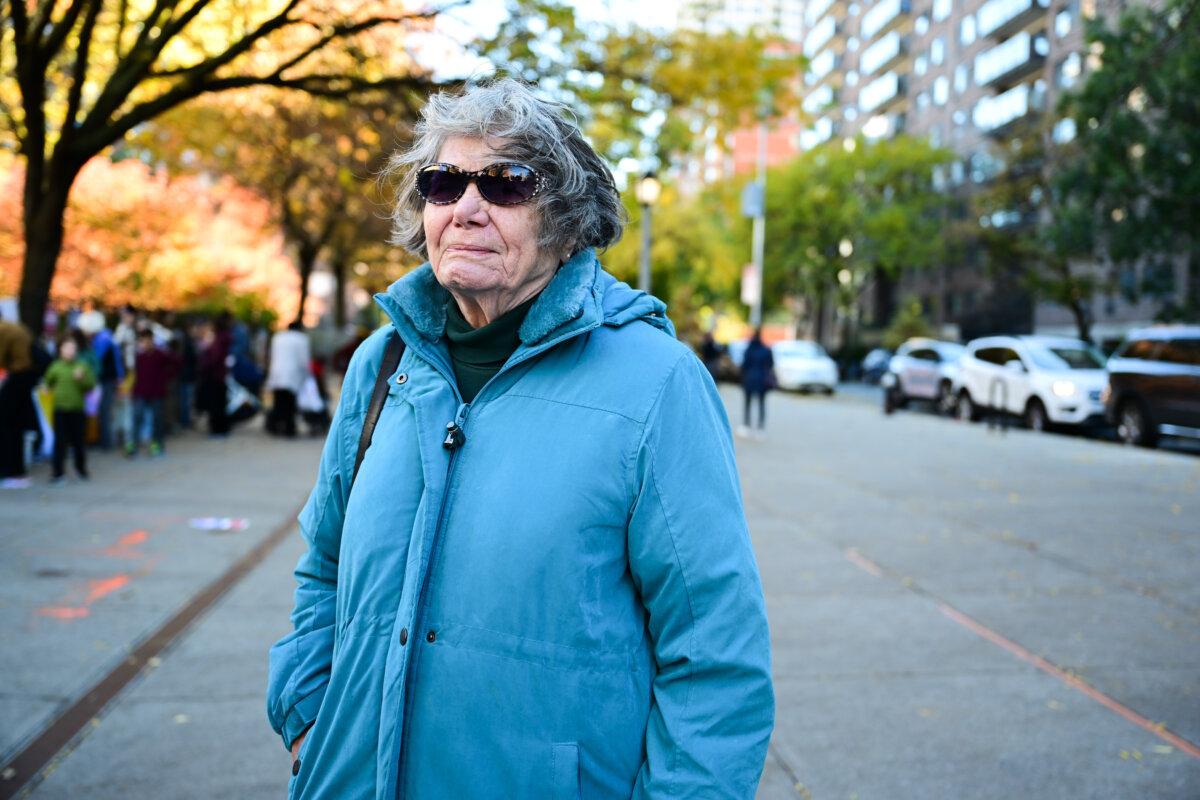Cathleen Studva, 79, after voting in the mayoral election in New York City on Nov. 4, 2025. (Adhiraj Chakrabarti for The Epoch Times)