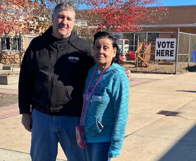 Dennis and Maggie Chekenian outside a polling venue in Edison, N.J., on Nov. 4, 2025. (John Haughey)