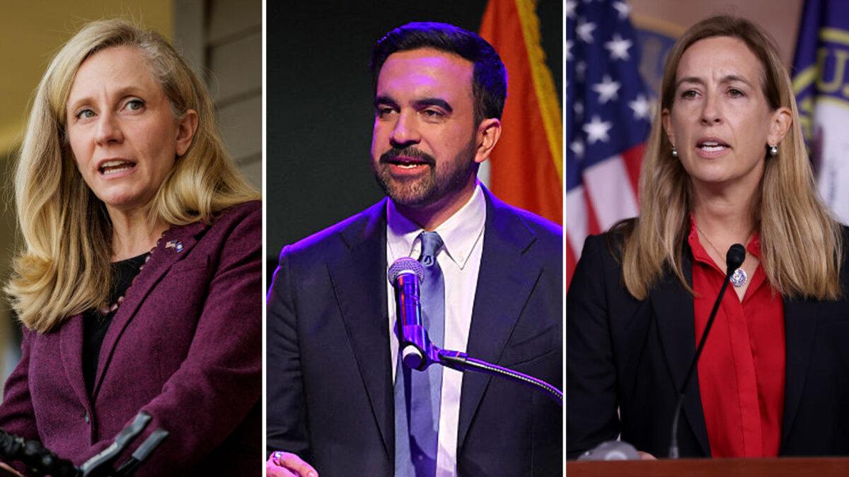Democratic Party candidates Abigail Spanberger (gubernatorial race, Virginia), Zohran Mamdani (mayoral race, New York City), and Mikie Sherrill (gubernatorial race, New Jersey) won key elections after voting on Nov. 4, 2025. (Getty Images)