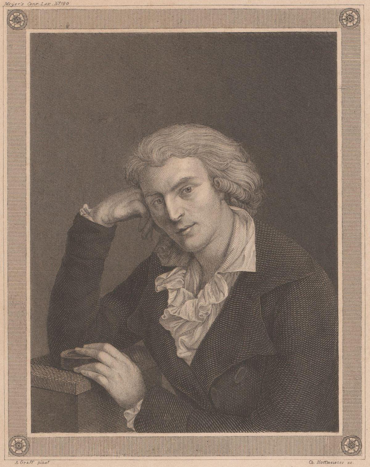 A portrait of German playwright Friedrich von Schiller, 1840–1855, by Christian Hoffmeister. Rijksmuseum, Amsterdam. (Public Domain)
